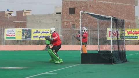 Hockey Goal Keeper Practicing Stock Footage 46066997