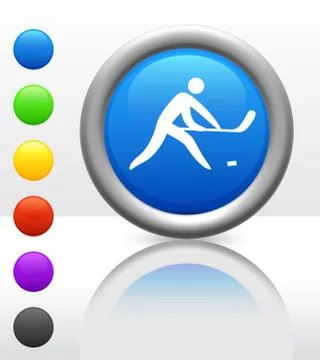 Hockey Icon on Internet Button Stock Illustration