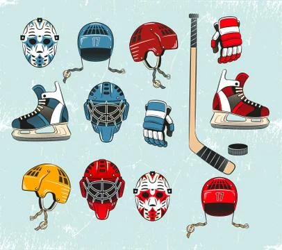 Hockey objects Stock Illustration