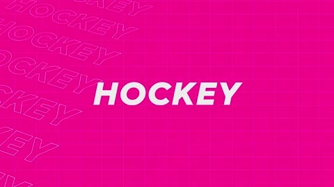 Hockey pink creative promotion program broadcast sport design. Promo title .. Stock Footage 259609793