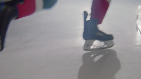 Hockey player attacks gate protected by goalkeeper on arena Stock-Footage 117342211