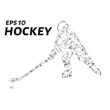 Hockey player consists of points, lines and triangles. The polygon shape in.. Stock Illustration