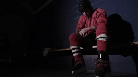 Hockey Player Before Game Stock Footage 35149779