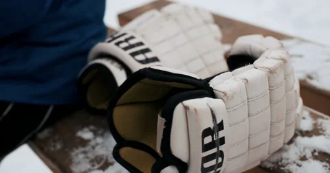 Hockey player hands Stock Footage 50184240