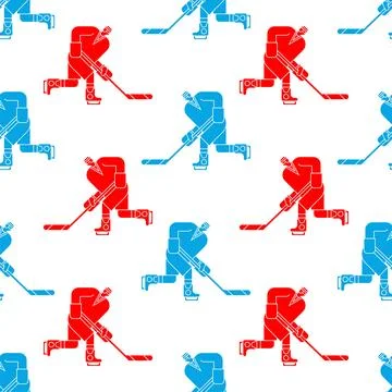 Hockey player pattern seamless. ice hockey background. Baby fabric texture Illustrazione stock