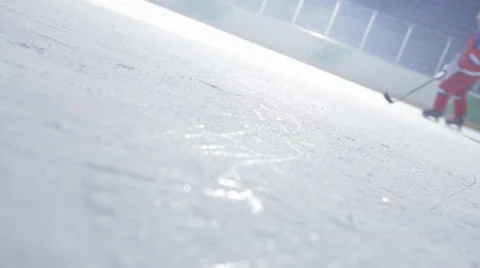 Hockey player skating goes on camera Stock Footage 36754169
