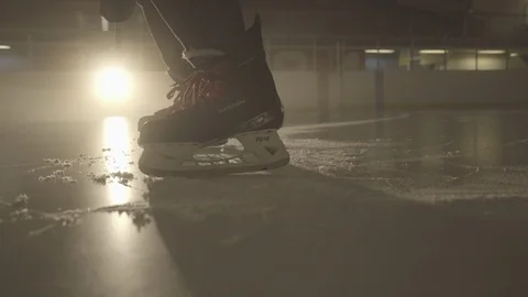 Hockey Player Standing on Centre Ice Stock Footage 101405538