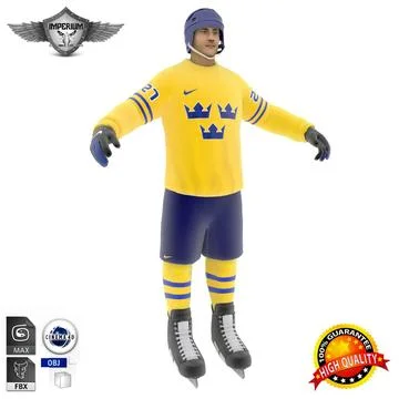Hockey Player Sweden 3D Model