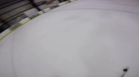 Hockey practice one timer slapshot gopro helmet cam Stock Footage 63125088