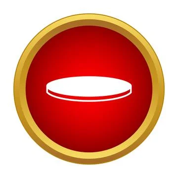 Hockey puck icon on red button design Stock Illustration