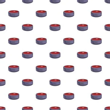 Hockey puck seamless pattern on white background 스톡 일러스트