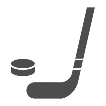 Hockey stick and puck solid icon. Hockey stick and washer vector illustration イラスト素材