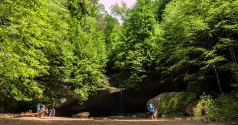 Hocking Hills State Park Ohio with people Stock Footage 140037401