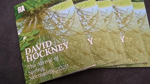 Hockney's new work on display at London's Royal Academy, LONDON, GB - 18 May 202 Vídeos de archivo 204032608