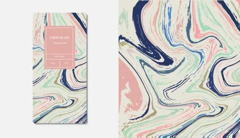 ?hocolate packaging marble. Vector packaging template with modern marble patt Stock Illustration