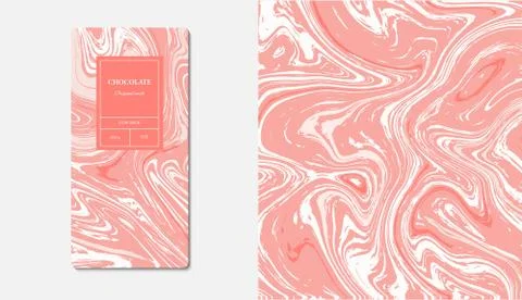 ?hocolate packaging marble. Vector packaging template with modern marble patt Stock Illustration