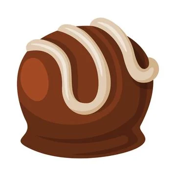 Hocolate praline round shaped candy. Tasty sweet dessert cartoon vector Illustrazione stock