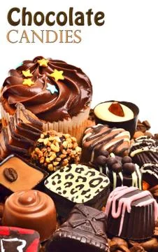 ?hocolate sweets, muffins and coffee grains Stock Photos