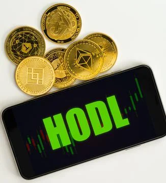 HODL cryptocurrency graph for Graph trading Diamond hand concept. Stock Photos