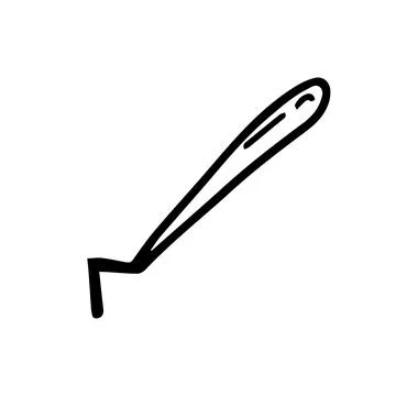 Hoe like fork. Hand drawn outline vector illustration in doodle style, isolat Stock Illustration
