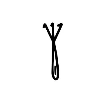 Hoe like fork. Hand drawn outline vector illustration in doodle style, isolat Stock Illustration