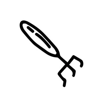 Hoe like fork. Hand drawn outline vector illustration in doodle style, isolat Stock Illustration