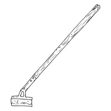 Hoe icon. Vector illustration of a garden hoe. Hand drawn garden hoe. Illustration