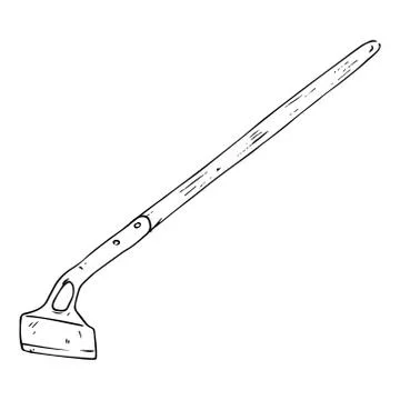 Hoe icon. Vector illustration of a garden hoe. Hand drawn garden hoe. Stock Illustration