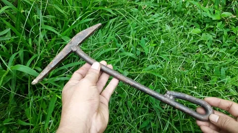The hoe is made from a small iron rod Video stock 270248668
