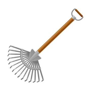 Hoe or Rake Garden Tool for Soil Cultivation Vector Illustration Stock Illustration