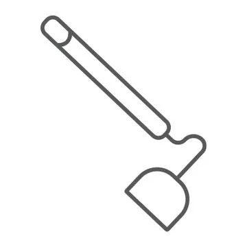 Hoe thin line icon, equipment and agriculture, tool sign, vector graphics, a Ilustración de archivo