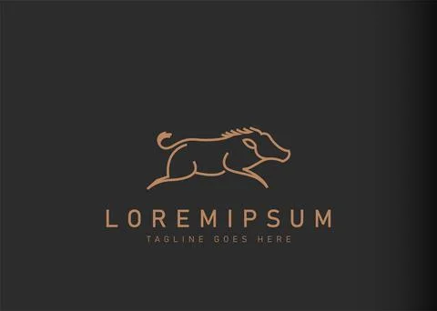 Hog logo design. Vector illustration of wild hog is running forward icon desi Illustration