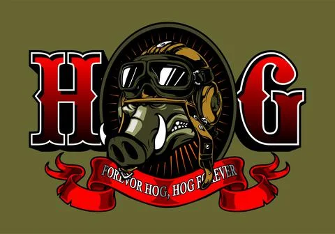 Hog writing with pigs head Stock Illustration