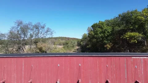 Hogback Covered Bridge in Madison County Iowa Stock Footage 263867432