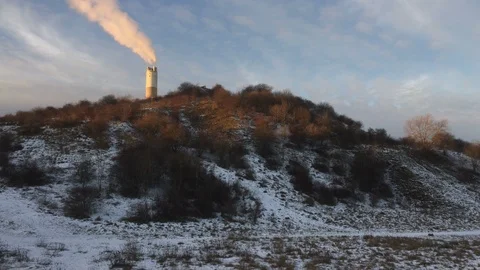Högdalen Chimney stack - Incinerator power station electricity production Stock Footage 100752068