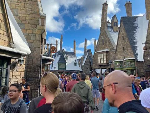 The Hogsmeade portion of the Wizarding World of Harry Potter Stock-Fotos