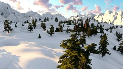 Hogwards castle,snowy mountains Stock Footage 70595598