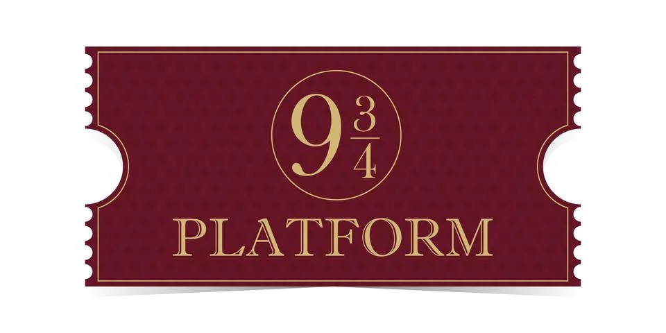 Hogwarts Express ticket from platform 9 3/4 to magic world Stock Illustration