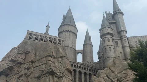 Hogwarts school from Harry Potter. Large ancient castle Stock-Footage 338342749