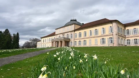 Hohenheim Castle under a cloudy sky in spring, 4K Stock Footage 153330675
