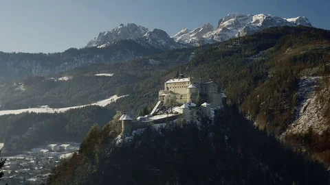 Hohenwerfen castle and fortress above the Salzach valley Stock Footage
