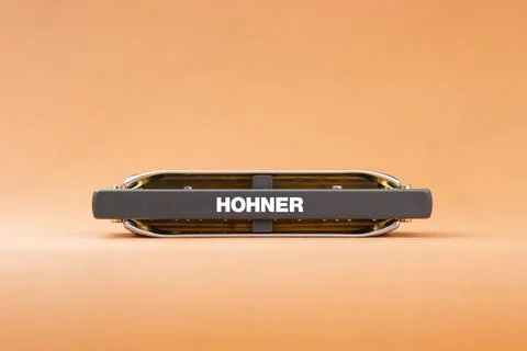Hohner Rocket professional diatonic harmonica with its lower part in the fram Stock Photos