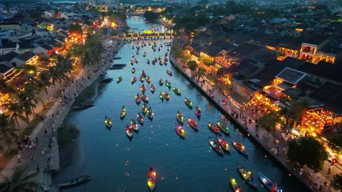 Hoi An ancient town at night. Stock Footage 297935535