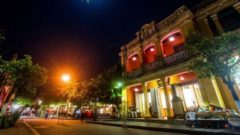 Hoi An ancient town time lapse at night, Vietnam Video stock 76717585