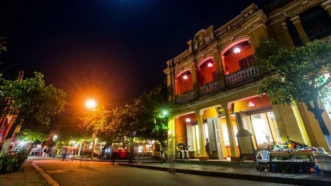 Hoi An ancient town time lapse at night, Vietnam Vídeo Stock 76805082