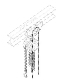 A Hoist on the beam. Vector 스톡 일러스트