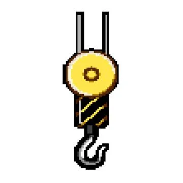 Hoist crane hook pixel art vector illustration Ilustração Stock