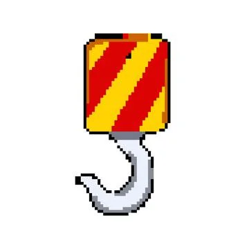 Hoist crane hook pixel art vector illustration Ilustração Stock