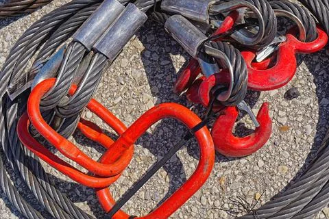 Hoist wire cable hooks Stock Photos