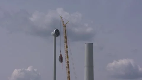 Hoisting Part Of Nacelle Wind Turbine Us Stock Video Pond